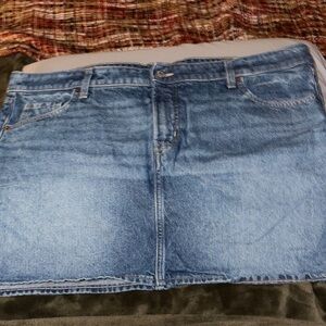 Old Navy Washed Blue Denim Midi Skirt